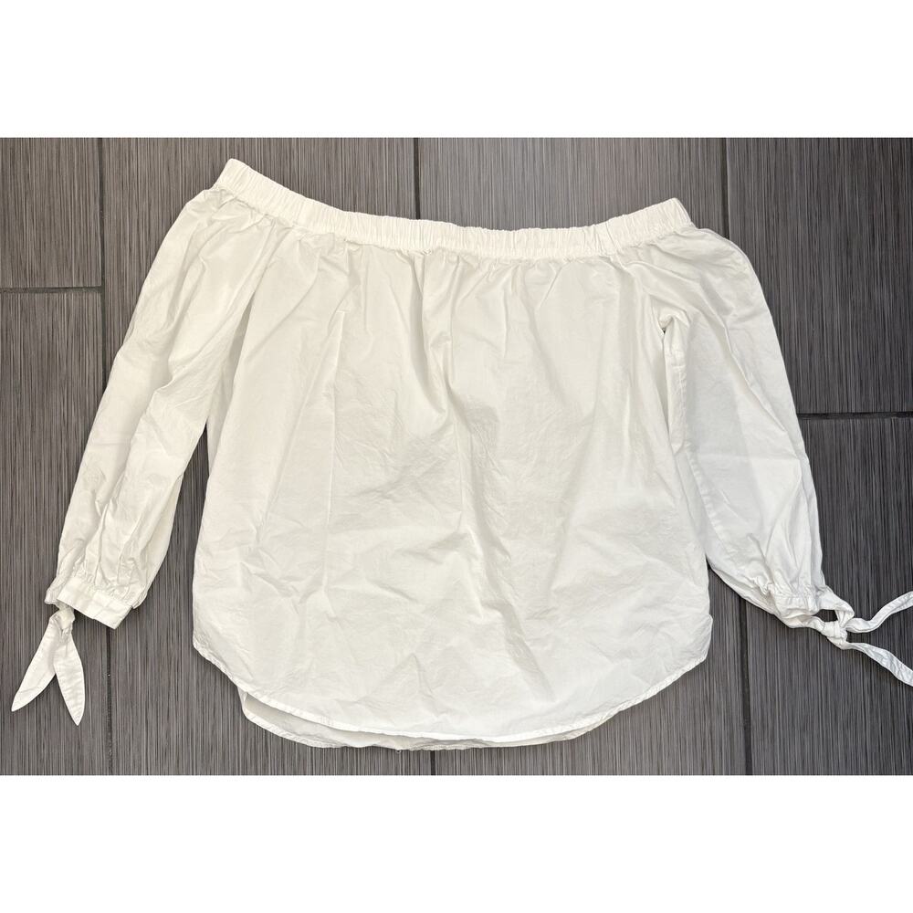 Abercrombie & Fitch Woman’s White Poplin Off Shoulder Tie Cuff Blouse Size Small